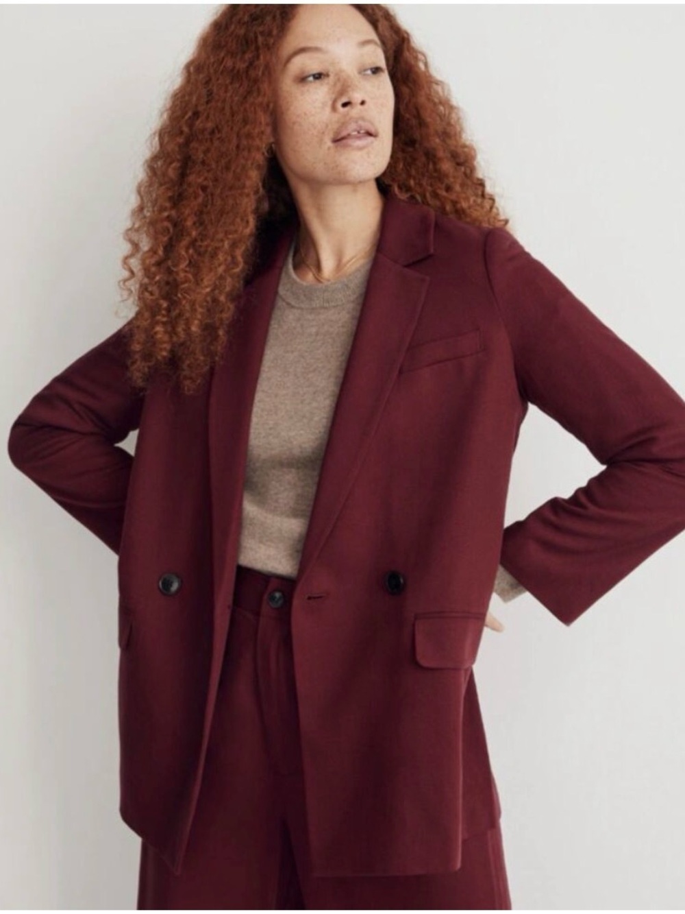 Madewell Caldwell Cabernet Oversized Double Breasted Blazer Size Small